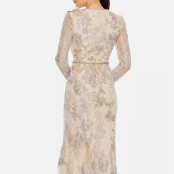 MAC DUGGAL 11329 EMBELLISHED HIGH NECK LONG SLEEVE NUDE DRESS 4 - Picture 4 of 5